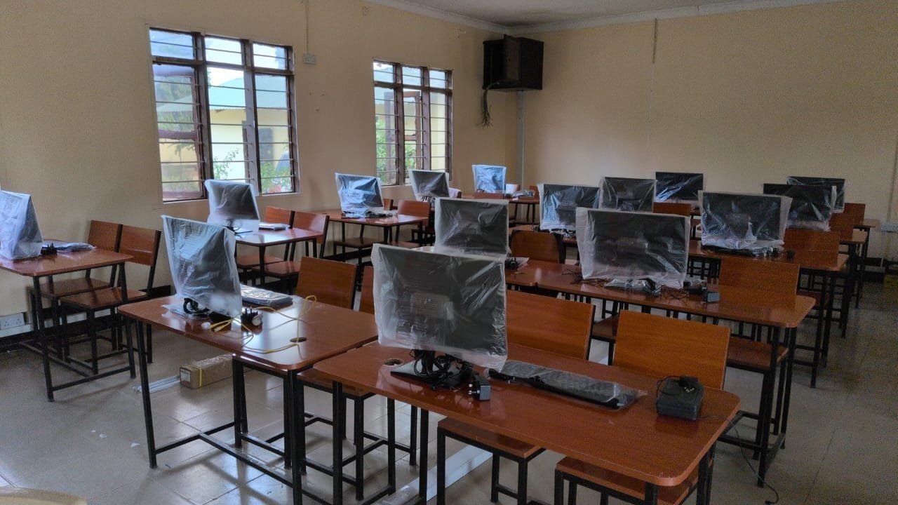 Lab desks, computers and cabling
